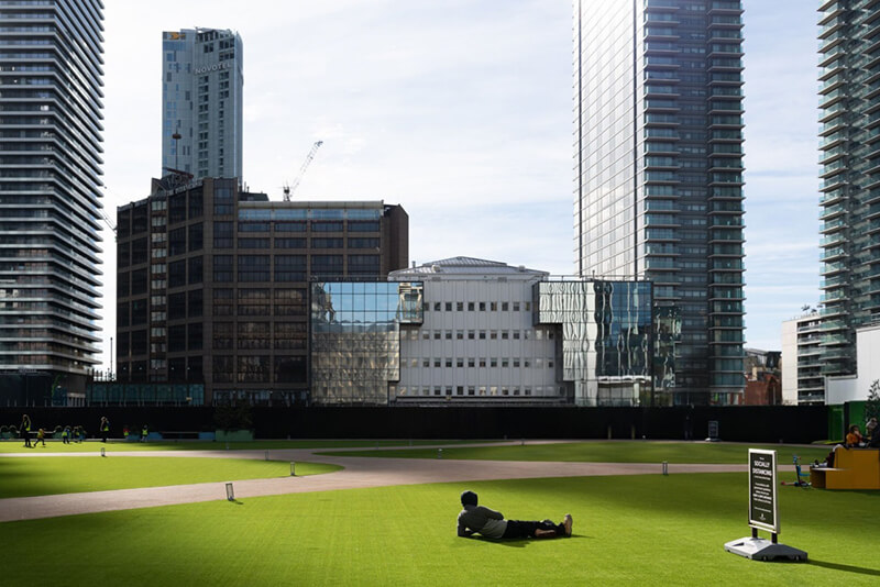 durable artificial green lawn for commercial project